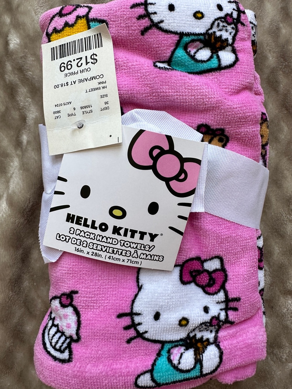 Hello Kitty Pink Cupcakes Hand Towels